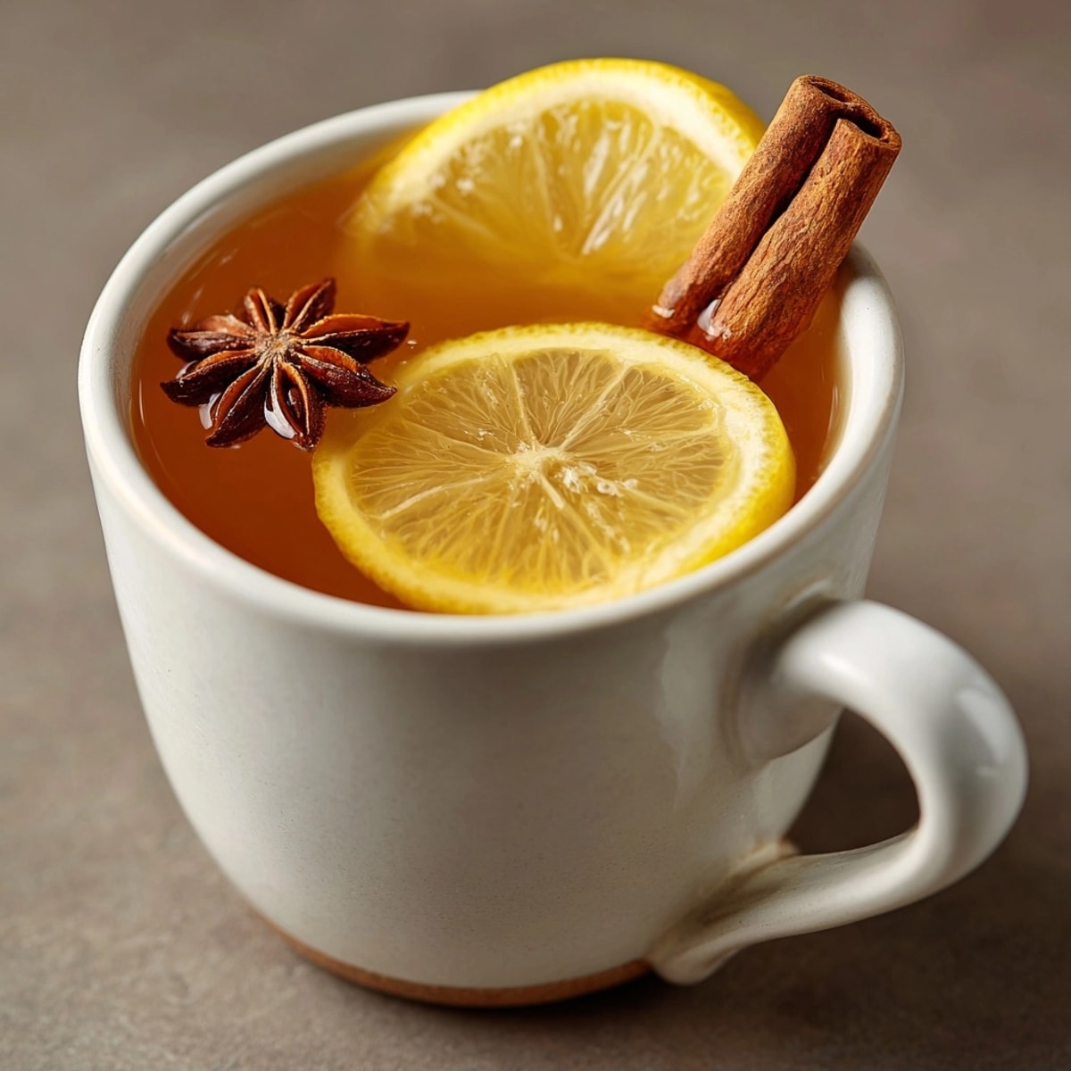 A comforting Hot Toddy Mocktail image featuring soothing herbs and citrus, ready to enjoy.