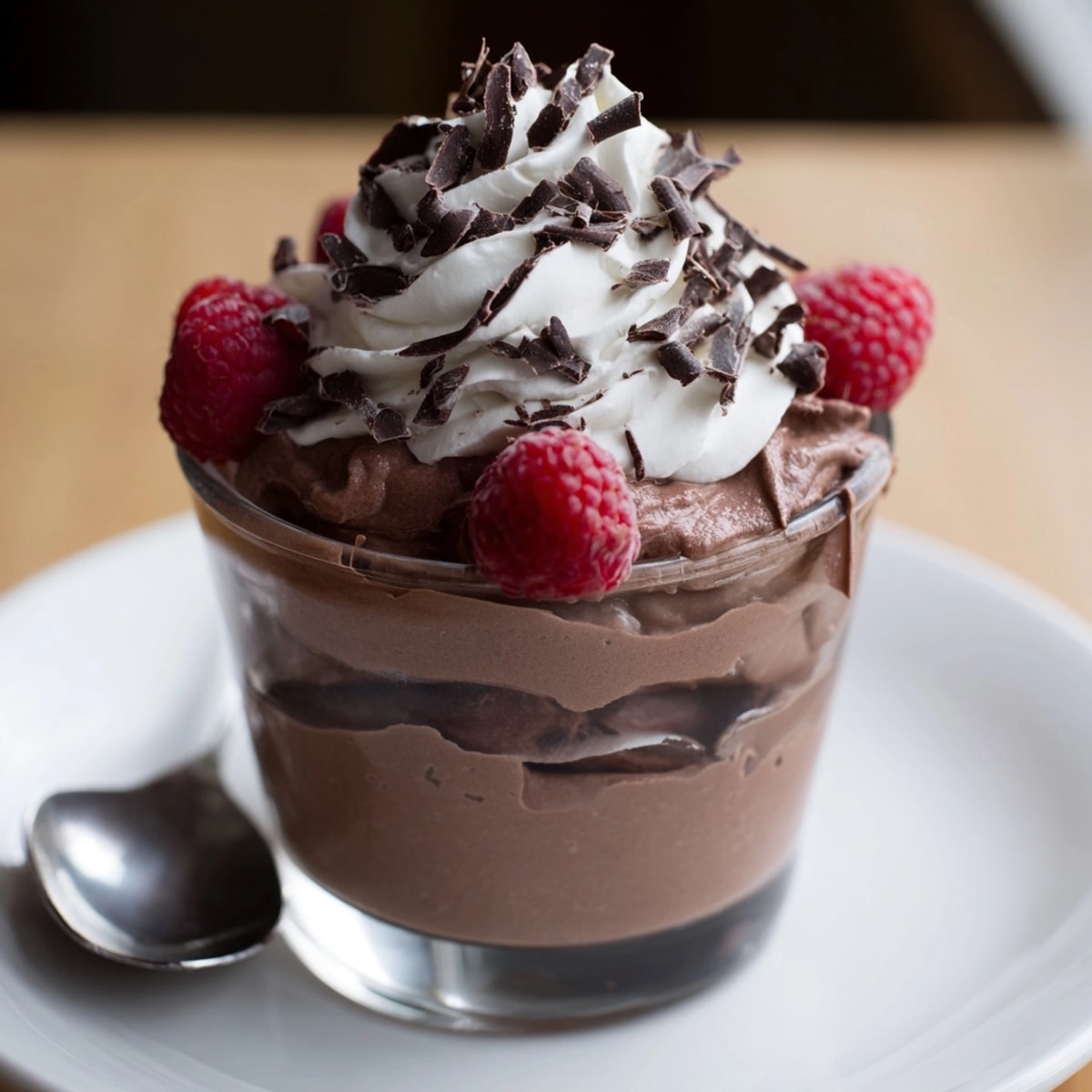 Silky smooth Chocolate Mousse: A decadent dessert, chilling in glass ramekins.