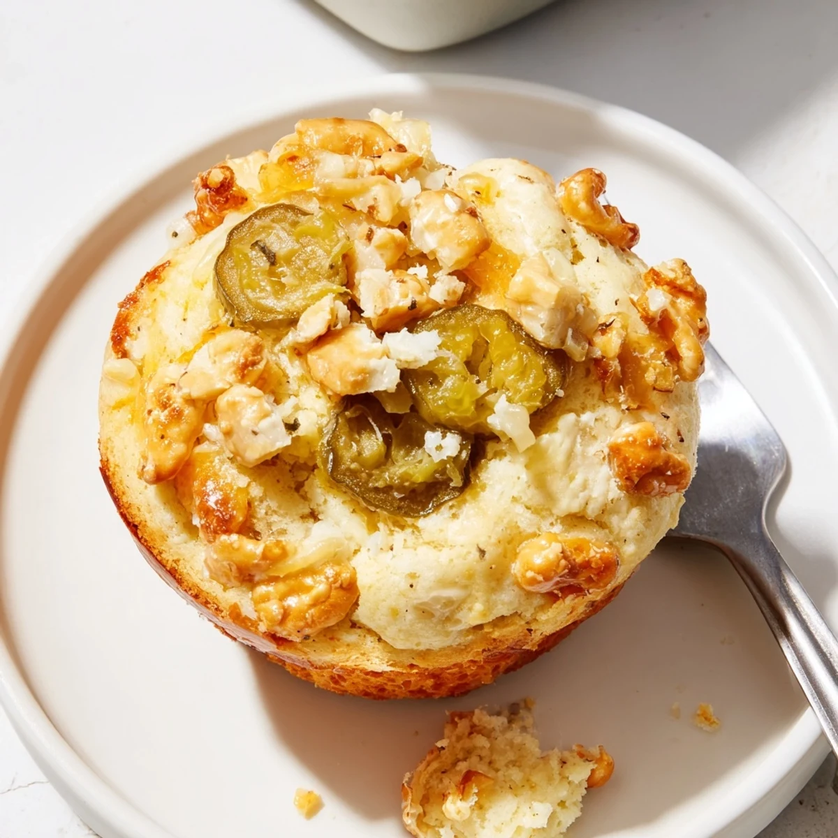 Warm and fluffy Dill Pickle Cream Cheese Pretzel Muffins, ideal for snacking or gatherings.