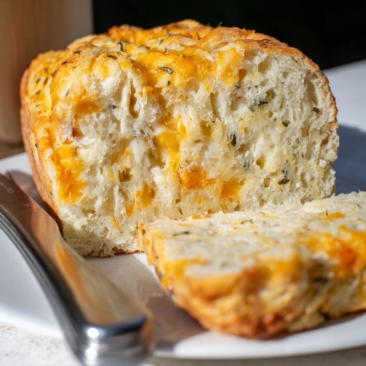 Delicious maple ginger cheesy jalapeño biscuit muffin loaf, golden and fluffy, ideal for brunch.  