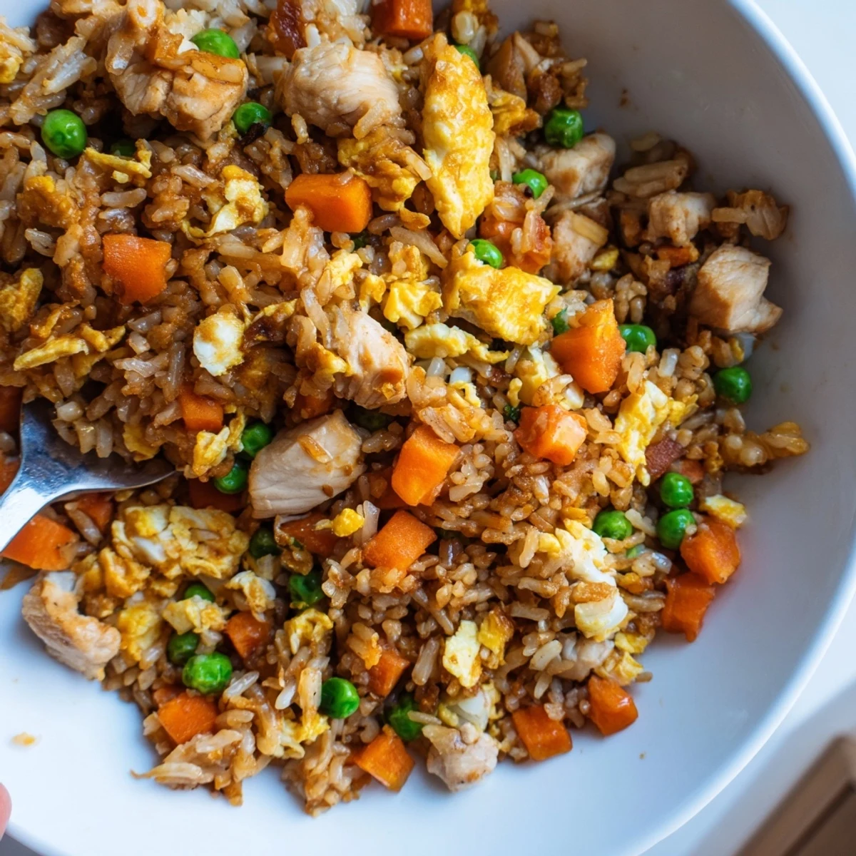 Quick and satisfying Easy Chicken Fried Rice, perfect for using leftover rice creatively.