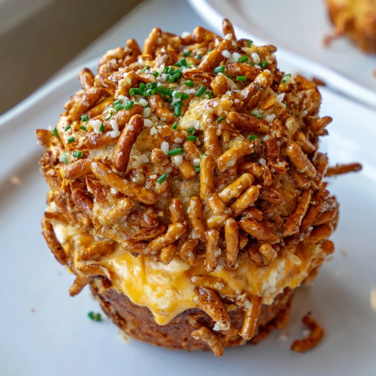 Delicious Buffalo Ranch Cream Cheese Pretzel Muffins perfect for game day gatherings.  