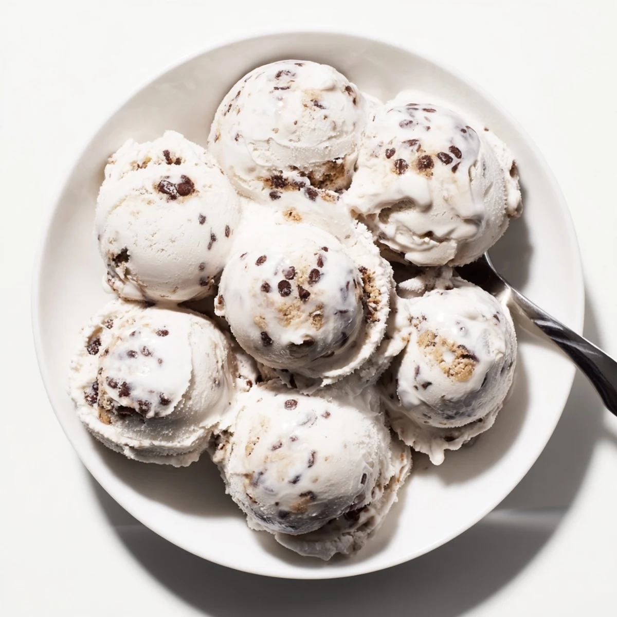 Guilt-free cottage cheese ice cream topped with rich chocolate chip cookie dough.  