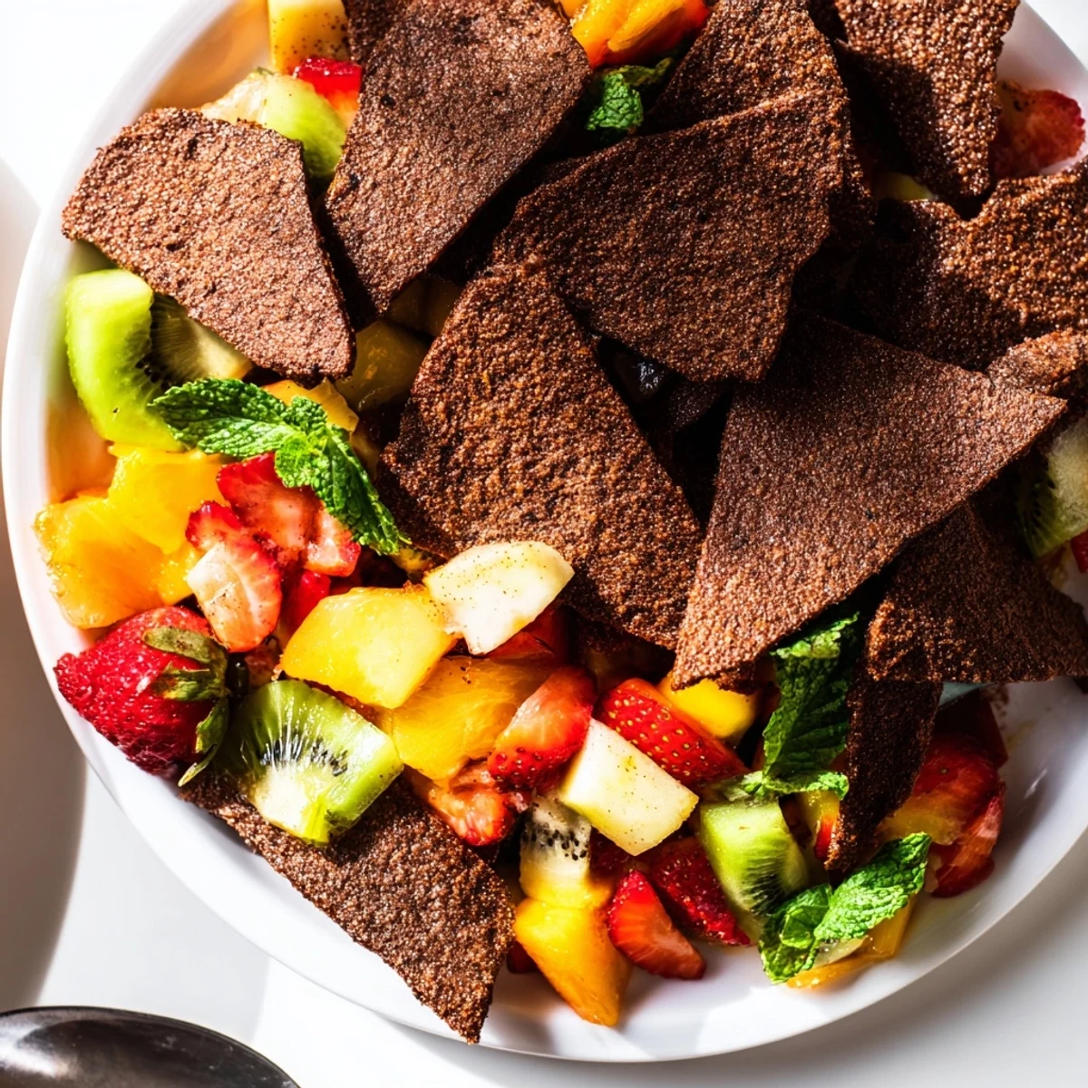 Delicious chocolate tortilla chips served with refreshing fruit salsa for any occasion.