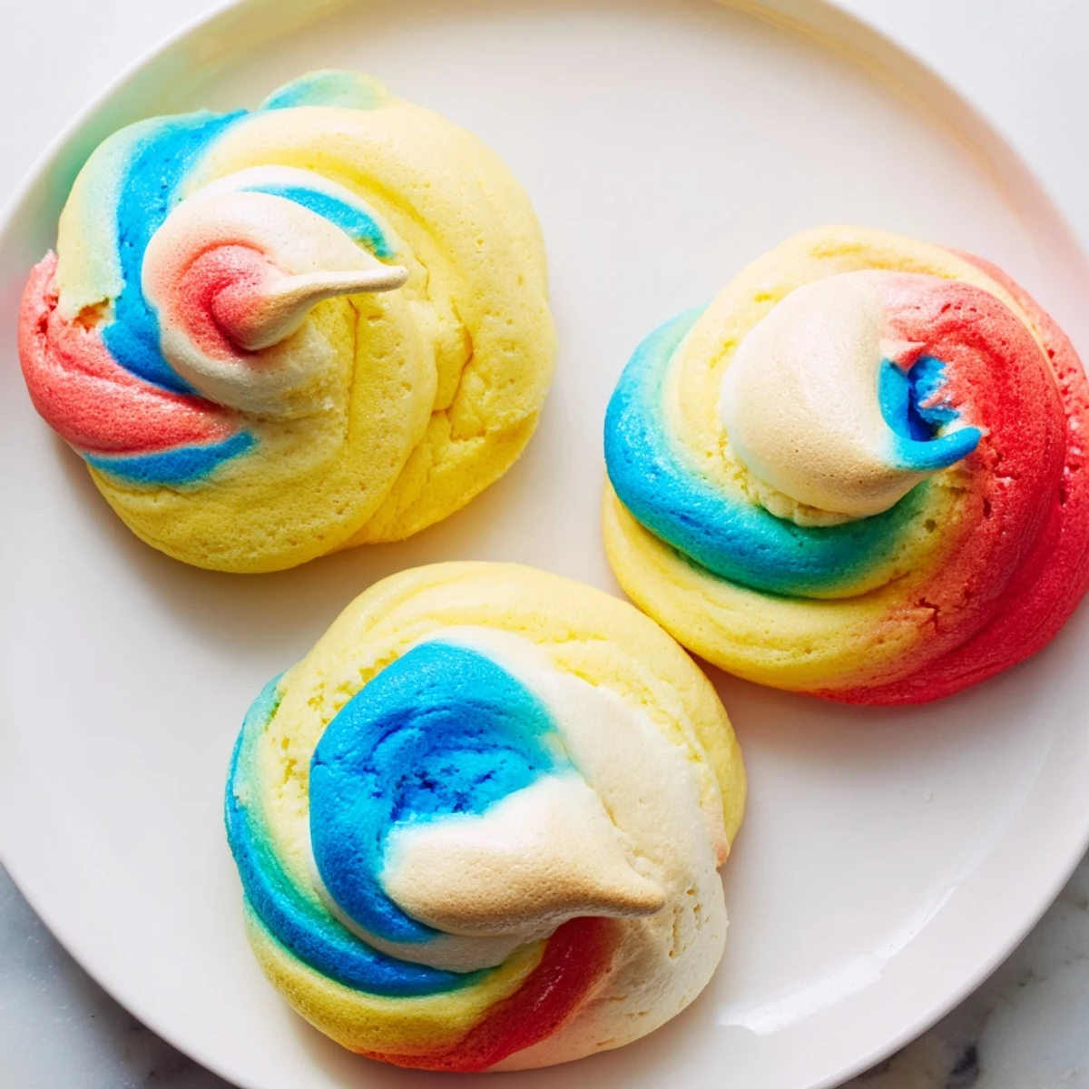 Light and fluffy Cloud Bread Rainbow Version with vibrant colors for fun treats.  