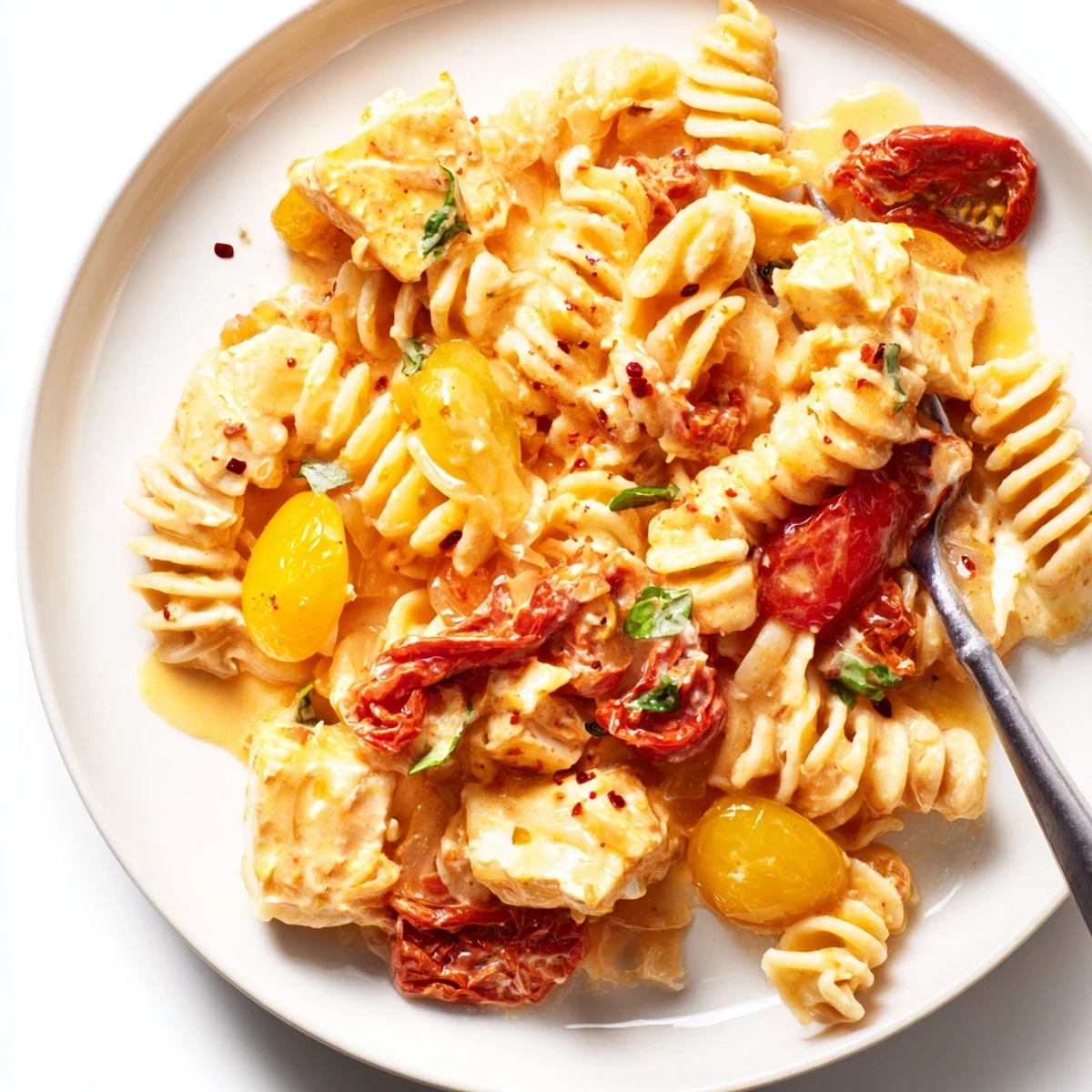 Baked Feta Pasta Onions Tomatoes