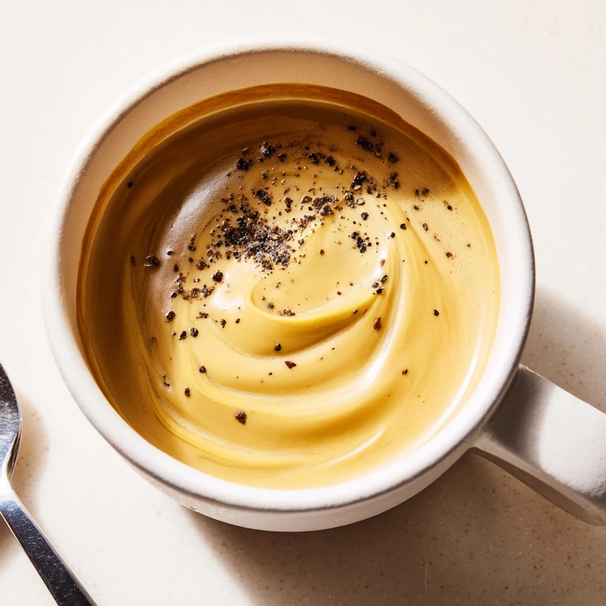 Creamy Onion Latte topped with frothy milk and caramelized onion sweetness.  