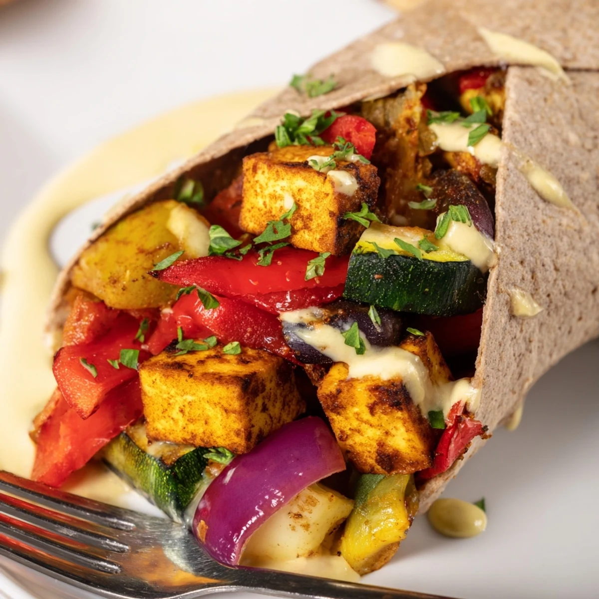 Vibrant Vegan Viral Recipe re-make featuring golden roasted tofu and colorful vegetables.  