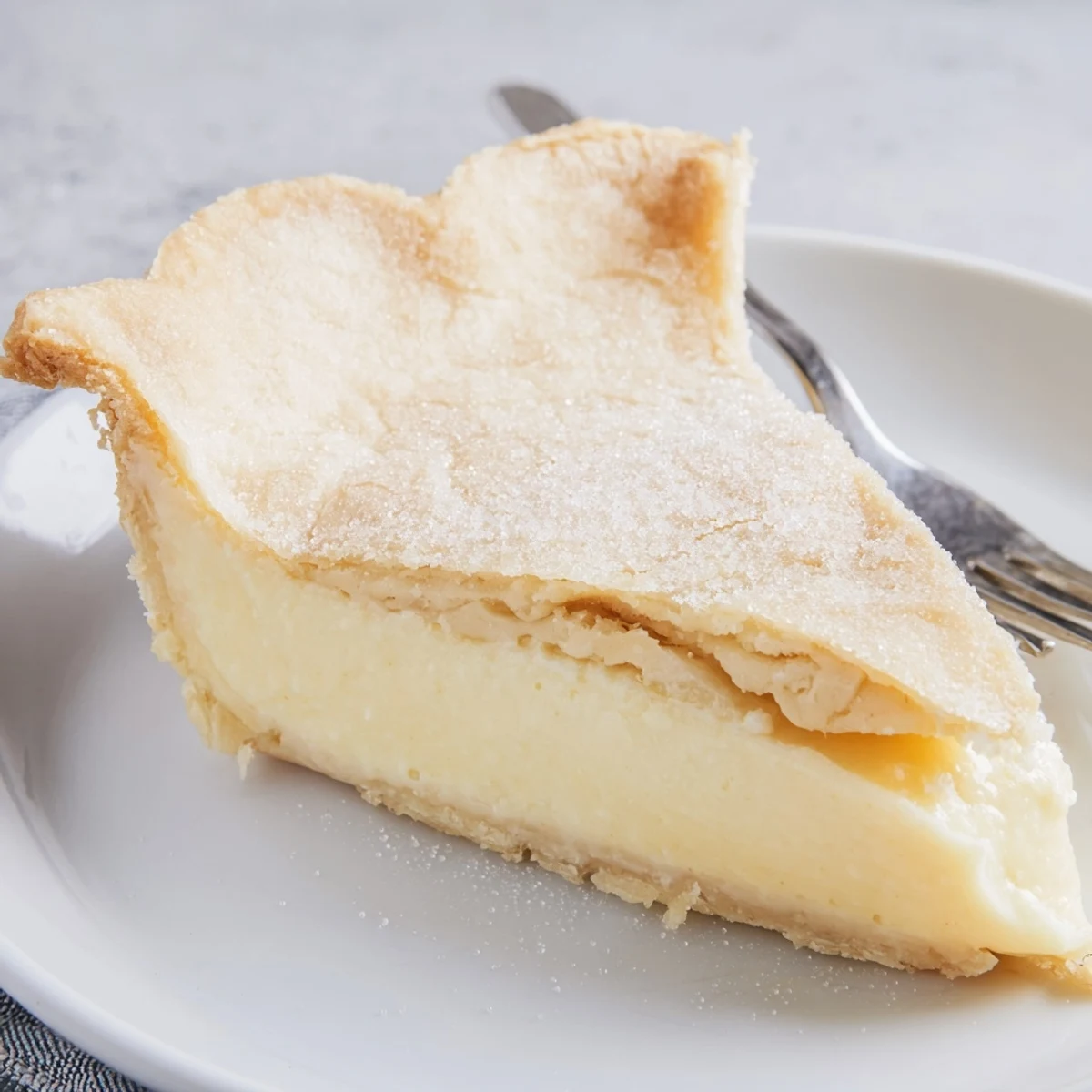 Sliced water pie served with whipped cream and fresh berries on the side.  