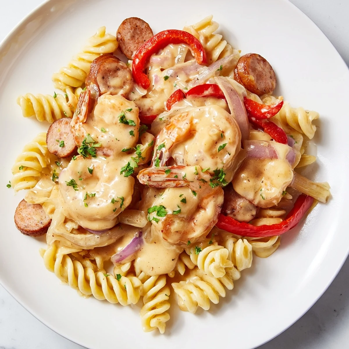 Cajun Sausage Shrimp Alfredo
