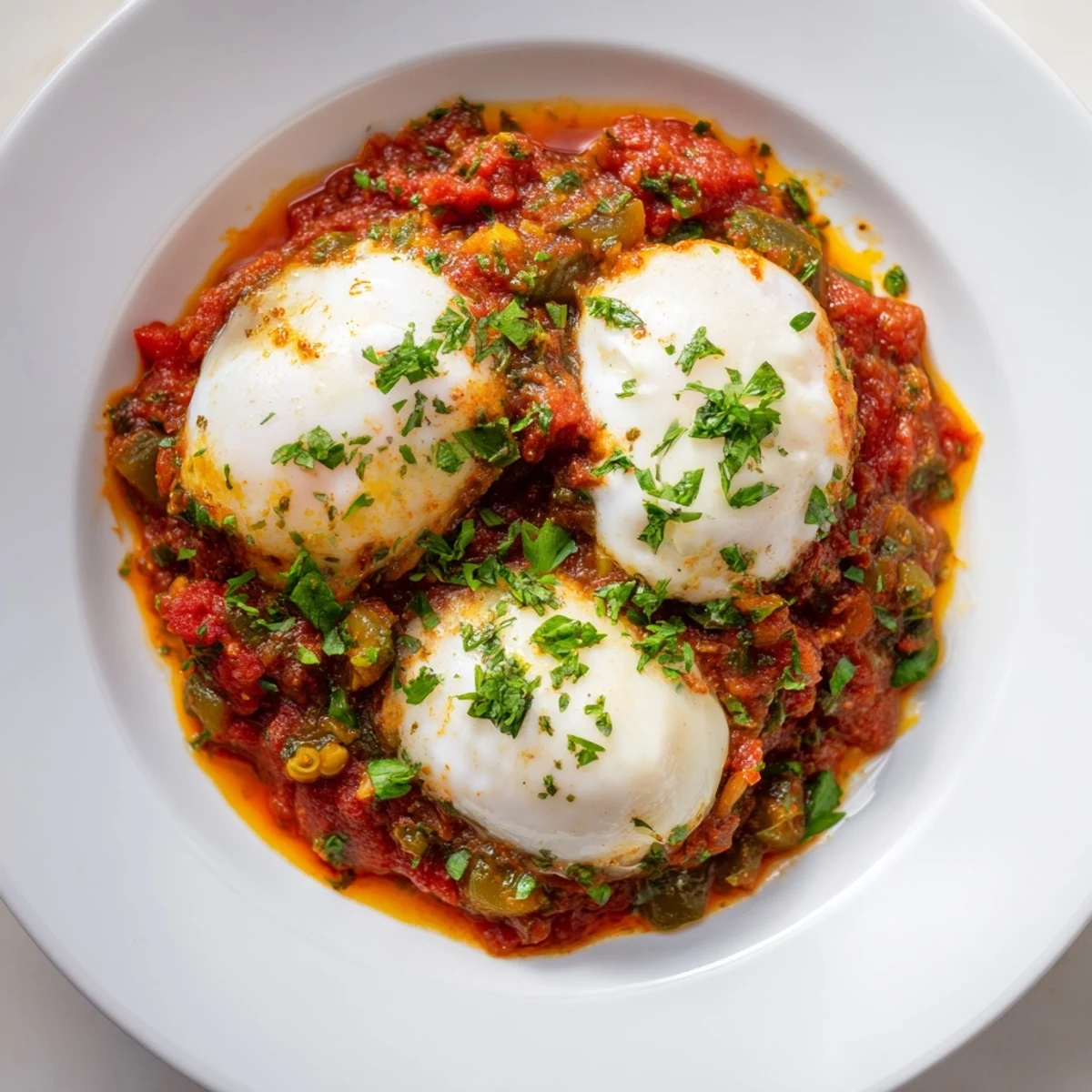 Shakshuka with eggs tomato