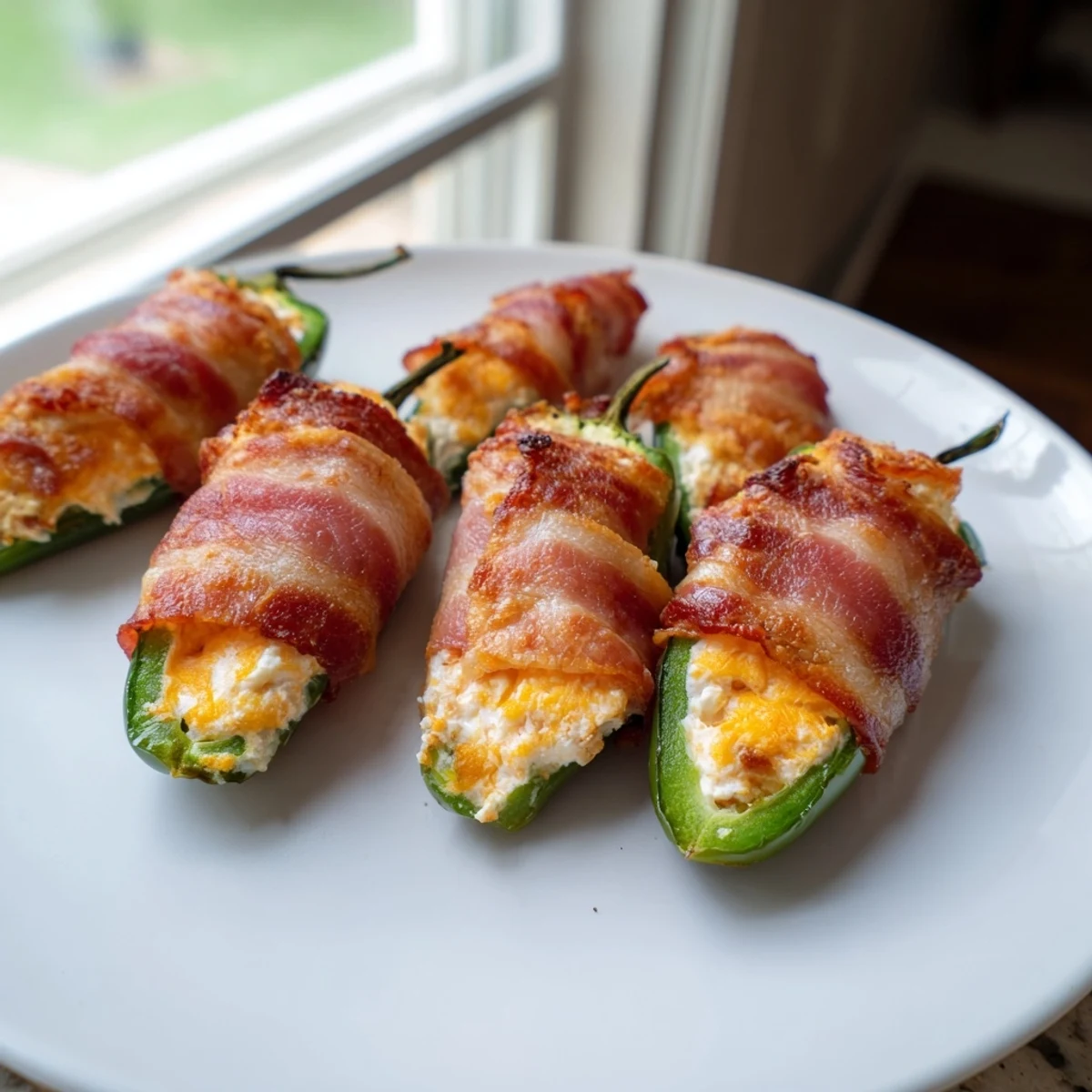 Golden, bubbly Express Holiday Jalapeño Poppers, baked until bacon is perfectly crisp and cheese melts.
