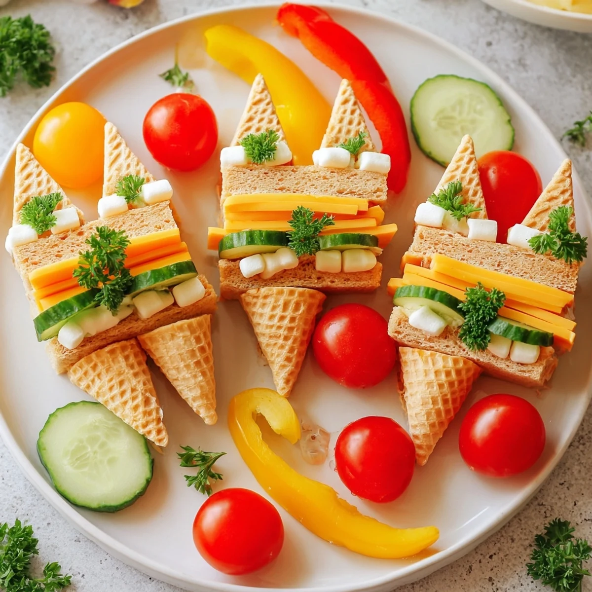 Fairy Tale Castle Platter with vibrant veggies and colorful fruits for a whimsical party.