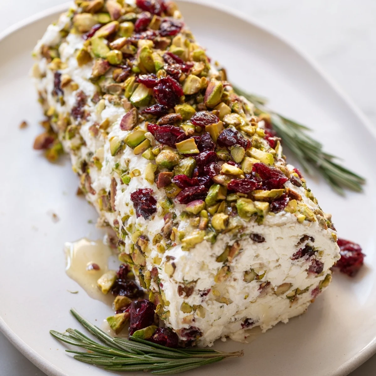 Vibrant Cranberry Goat Cheese Logs, creamy cheese rolled in sweet cranberries and nuts, ready to serve.