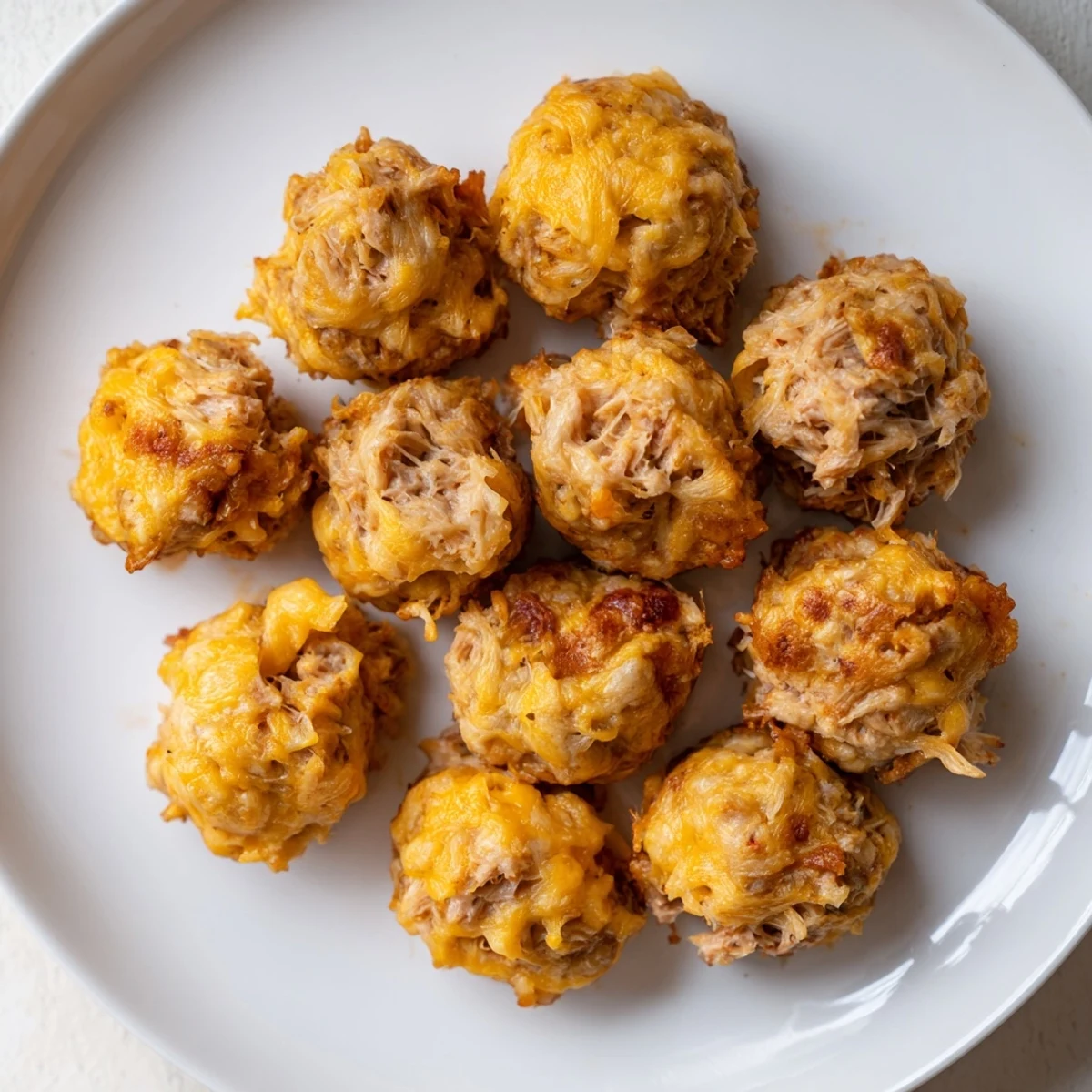 Warm and savory Chicken and Sausage Bisquick Balls, ready to serve dipped in your favorite sauce.
