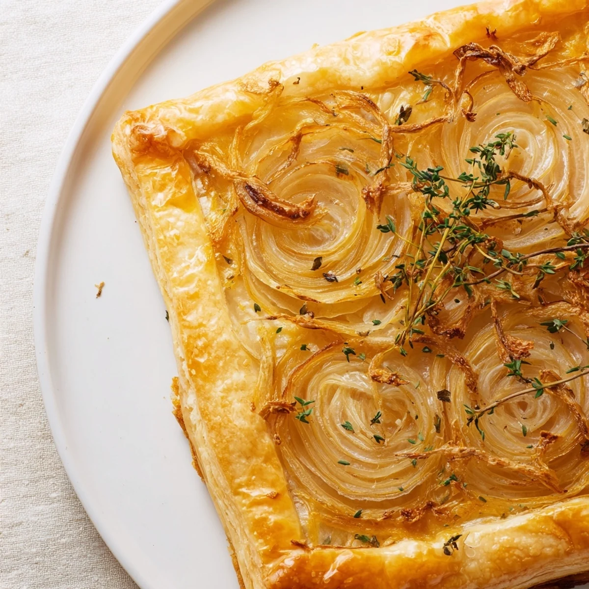 Savory slice of perfectly baked Caramelized Onion Tart, ideal for a vegetarian meal.