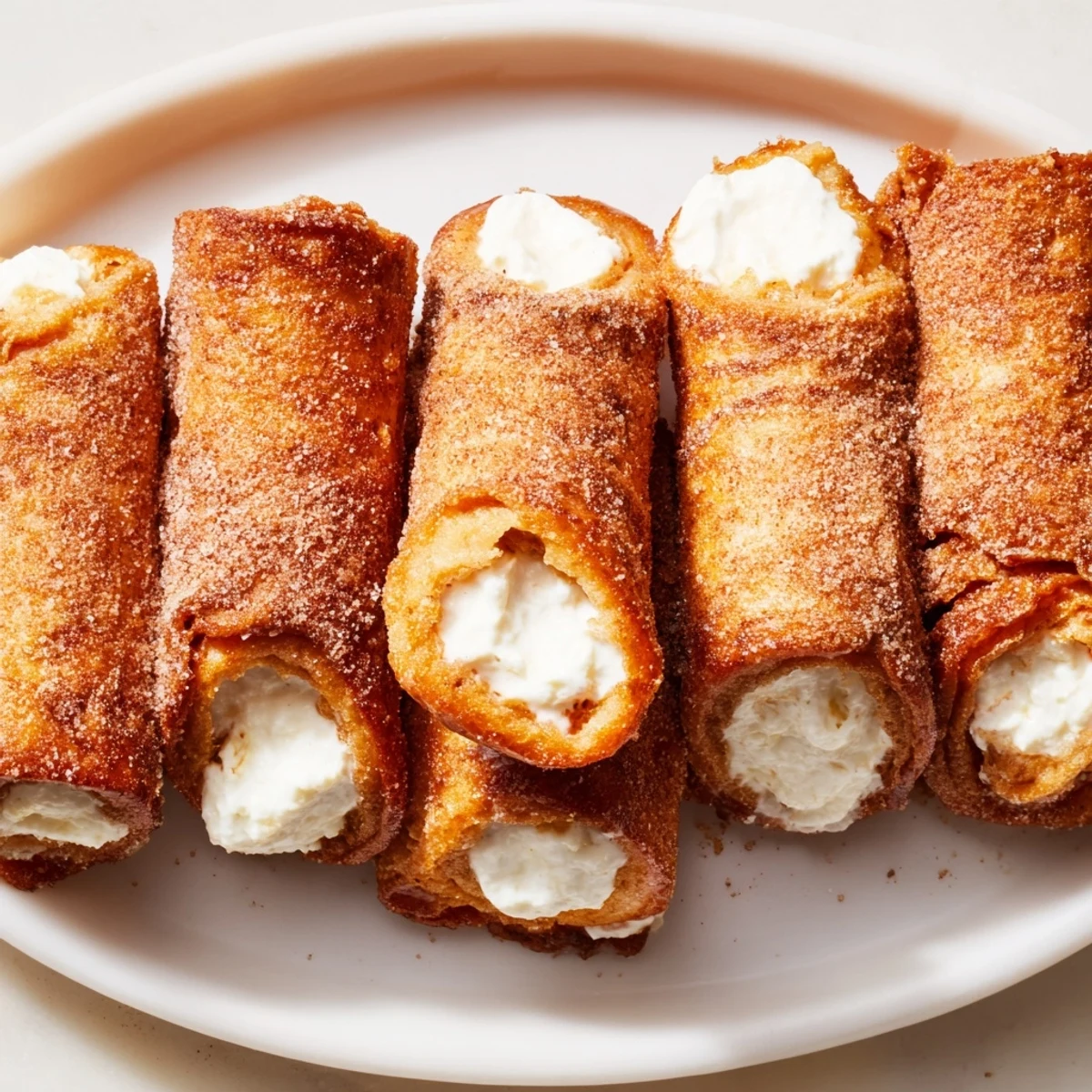 A close-up of Easy French Toast Roll-Ups, showing a beautiful cinnamon sugar crust and perfect texture.