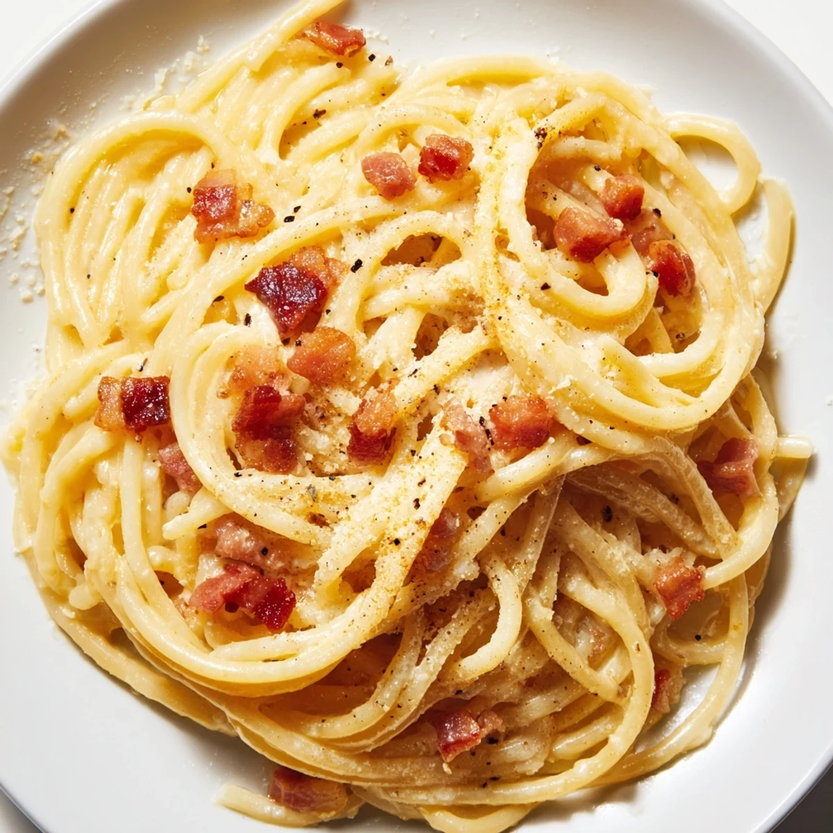 Quick, one-pan Express Spaghetti Carbonara with perfectly cooked spaghetti, savory bacon, and a delightful creamy finish.