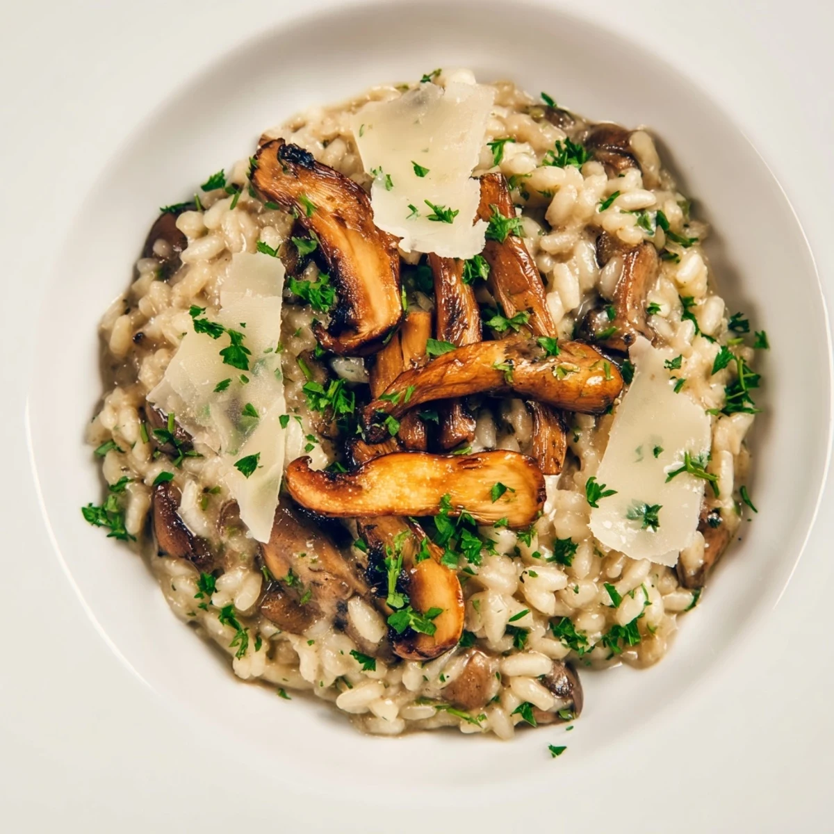 Close-up of creamy Italian Mushroom Risotto: rich, savory, and ready to enjoy for dinner.