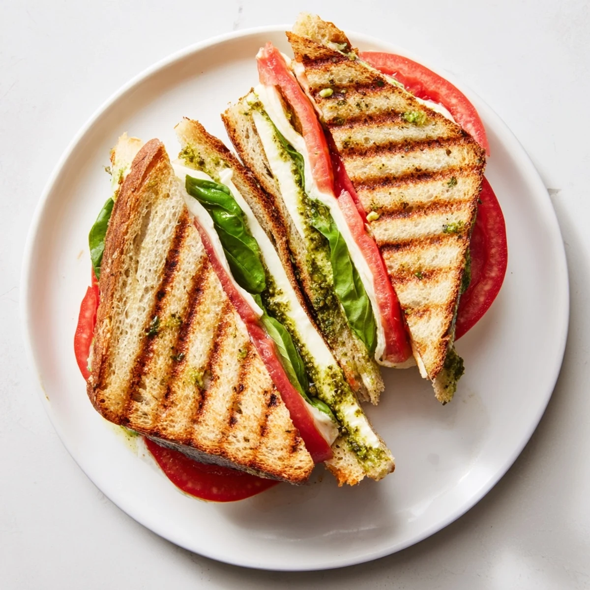 Golden-brown Panini Press Innovations, filled with melty cheese and tender chicken or veggies for lunch.