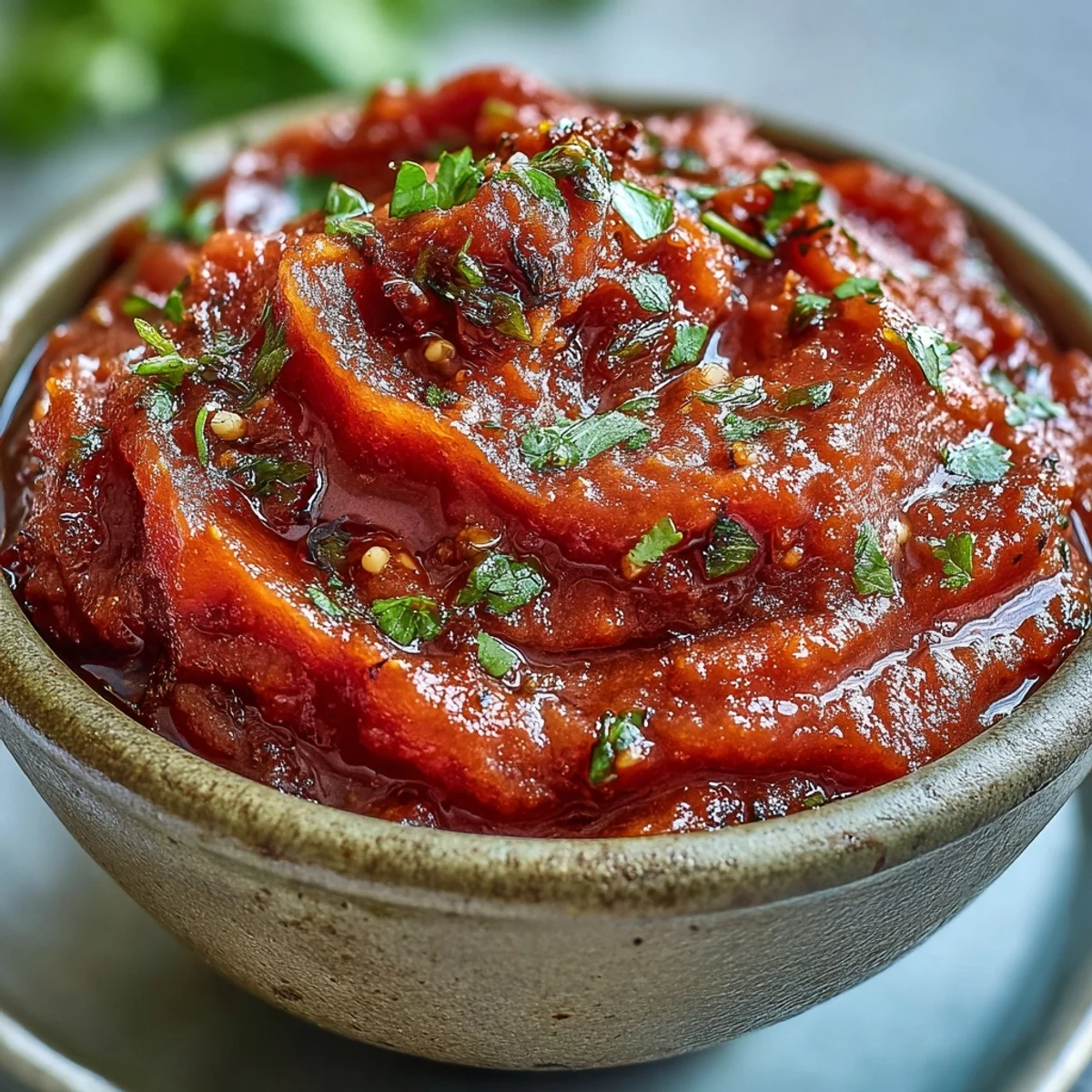 Close-up of vibrant Guava Chutney served next to crispy South Indian dosa for dipping.