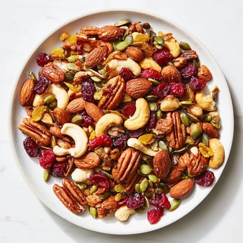 Golden baked Nutty Nosh Squirrel Snack Mix, studded with dried fruits, ready for a delicious treat.