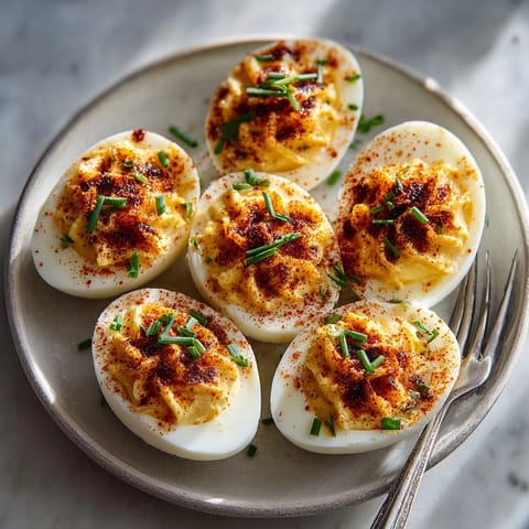 Easy Smoked Paprika Deviled Eggs recipe: Taste the smoky flavor in every creamy bite.