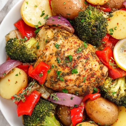 Simple Lazy Gourmet Chicken & Vegetable One-Pot bursting with colorful, tender veggies.  