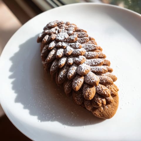 Freshly baked Pinecone Shaped Peanut Butter Cookies, beautifully shaped and covered in chocolate sprinkles.