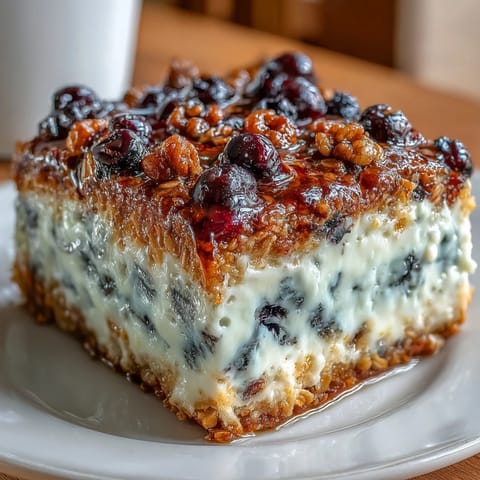 Wholesome blueberry cottage cheese breakfast bake with juicy berries and a golden, custardy top.  