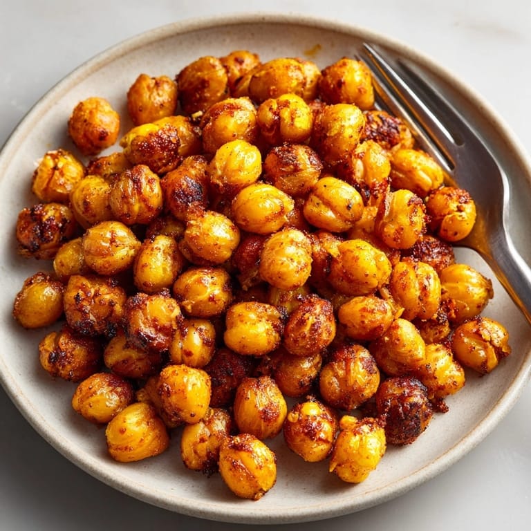 Golden Smoky Chipotle Roasted Chickpeas recipe, warm from the oven and perfectly seasoned.