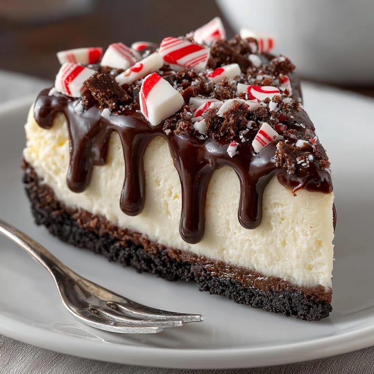 Homemade White Chocolate Peppermint Bark Cheesecake: A decadent holiday dessert with cool peppermint crunch.