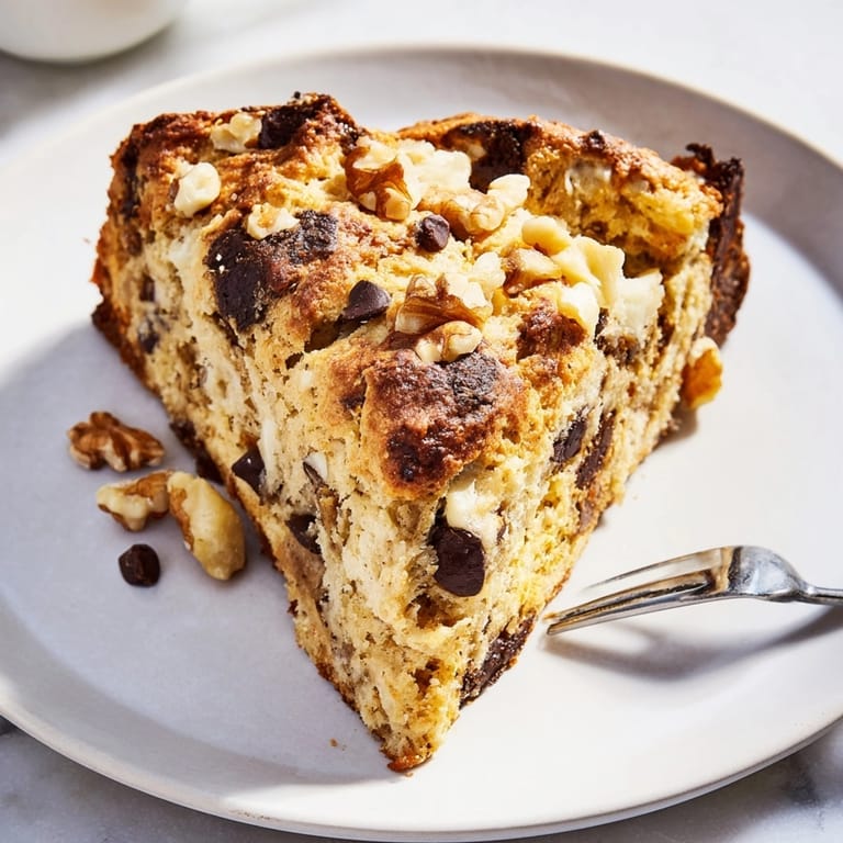 Close-up of moist Protein Banana Ricotta Scones, highlighting the soft crumb and nutty texture.