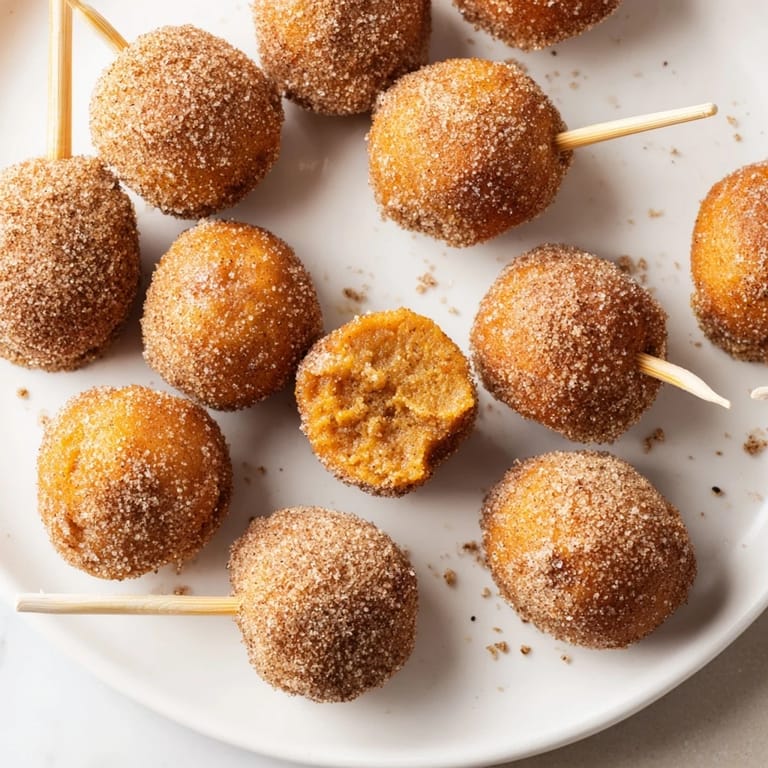 Tempting bite-sized chai pumpkin churro cake muffins, golden and dusted in spice.