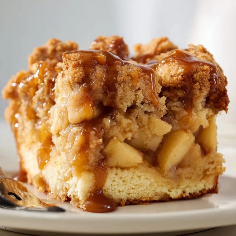 Tender cream soda caramel apple loaf with buttery biscuit topping, ideal for brunch gatherings.