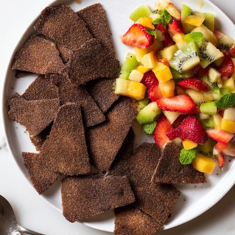 Homemade dessert chips and salsa, combining sweet and fruity with a fun twist.  