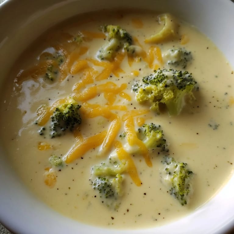 Warm and inviting, this easy American broccoli cheese soup is perfect for a cozy dinner.