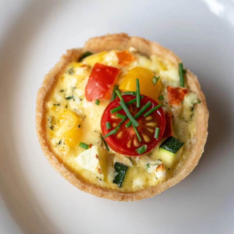 A plate of fresh-baked Couronne Florale Mini Quiches, perfect as an appetizer for your next brunch gathering.