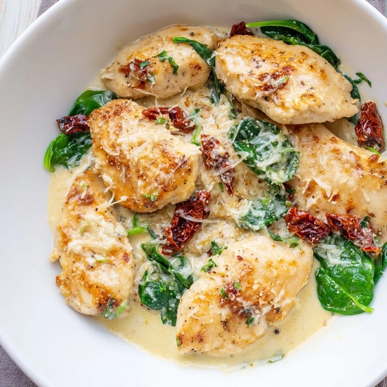 A steaming plate of Creamy Tuscan Chicken with fresh parsley garnish, ready to be enjoyed.