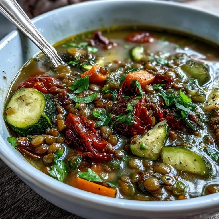 Vibrant roasted vegetables and tender lentils make up this warm bowl of comforting Lentil and Vegetable Soup.