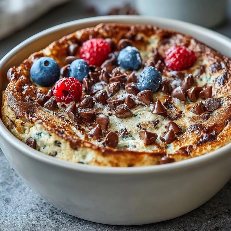 Ready-to-eat Baked Protein Pancake Bowl served hot, showcasing a moist texture and customizable toppings for a quick meal prep morning.