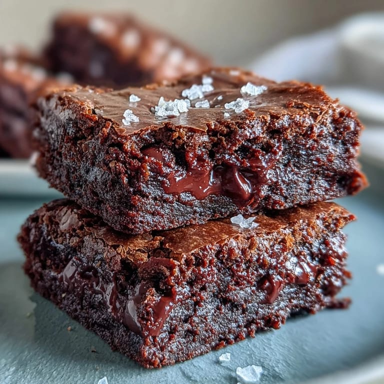 Homemade sourdough discard brownies baked to perfection, featuring deep chocolate flavor and a hint of sea salt.