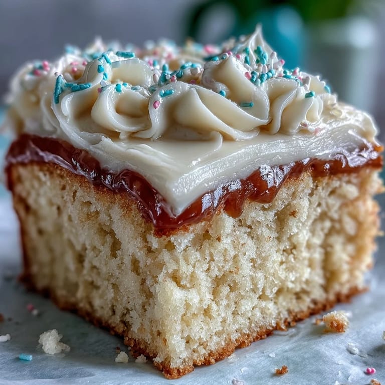 Layered vanilla sheet cake topped with smooth buttercream, colorful piping, and sprinkles for a Class of 2026 celebration.
